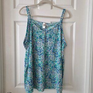 Sew in Love Blue and Green Floral Tank Top Women's size 2X
